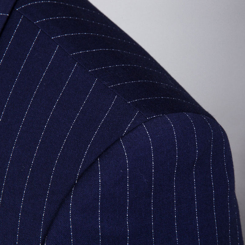 Mens Fashionable And Versatile Striped Three-piece Suit