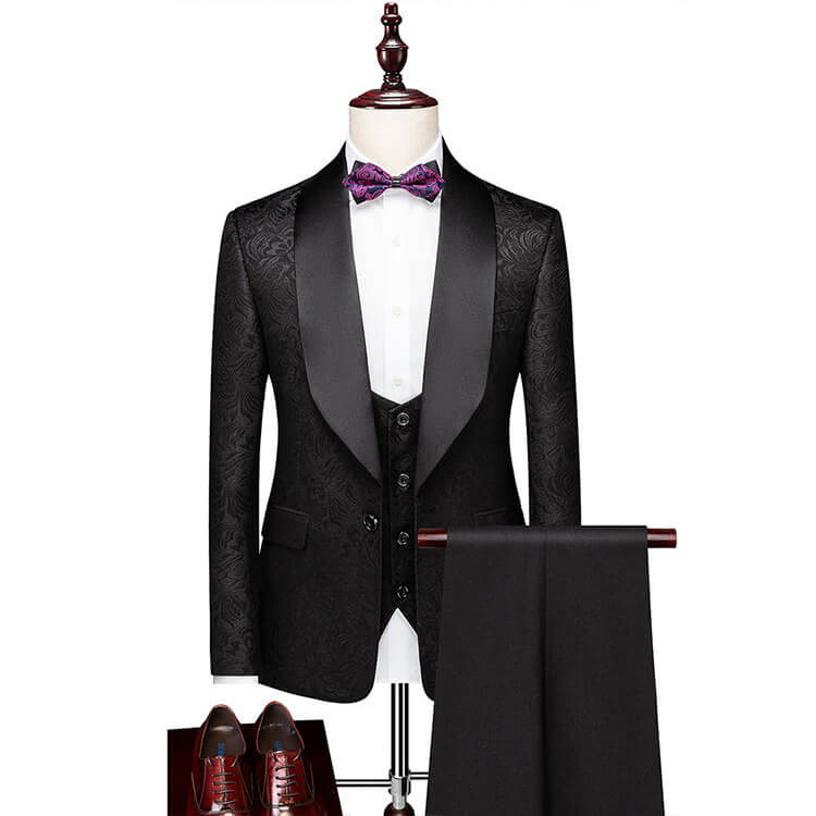 3 Piec Suits Groom Wedding Blazer Jacket Vest & Pants Groomsmen Suits Men's