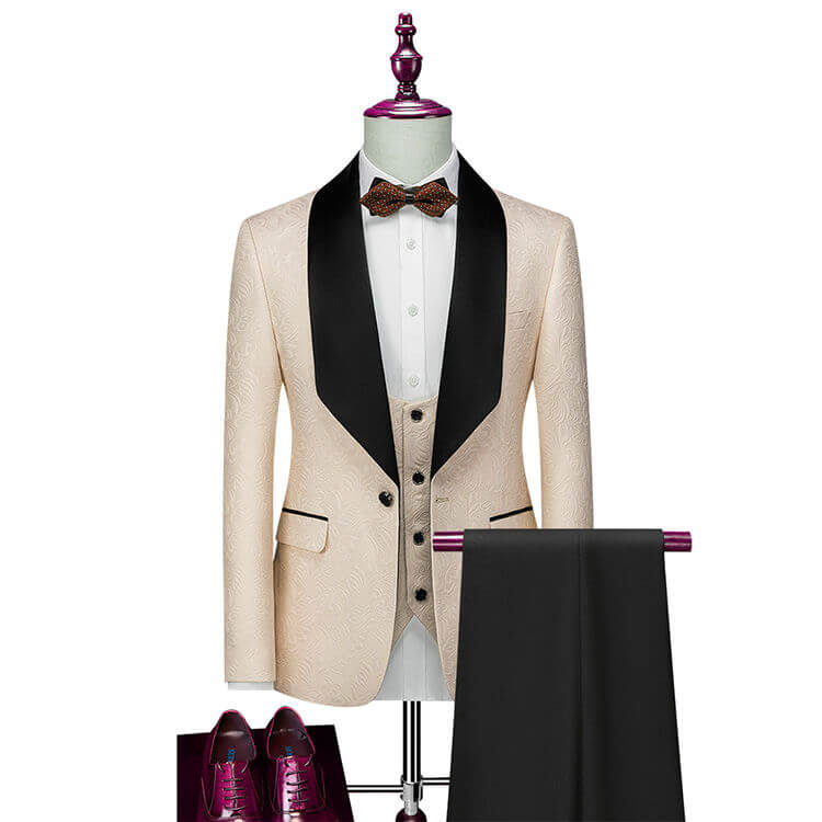3 Piec Suits Groom Wedding Blazer Jacket Vest & Pants Groomsmen Suits Men's
