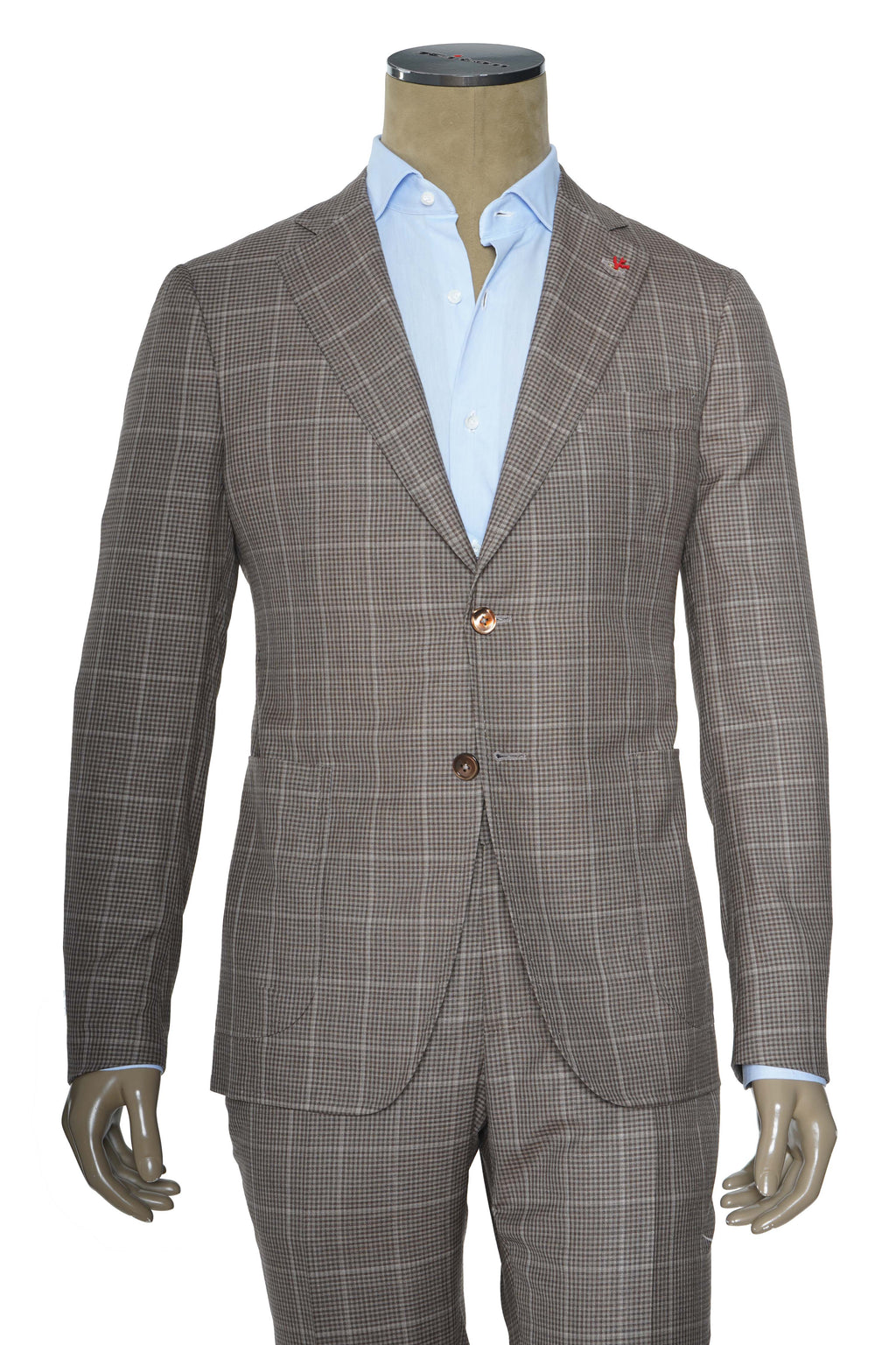 Isaia Windowpane Box Check Wool-Silk Suit