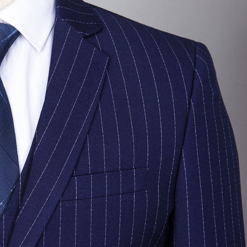Mens Fashionable And Versatile Striped Three-piece Suit